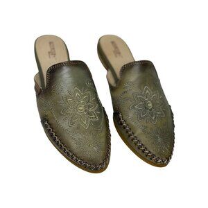 Pikolinos Relax Leather Casual Flat Comfort Sandals Women Size 37 PREOWNED Green